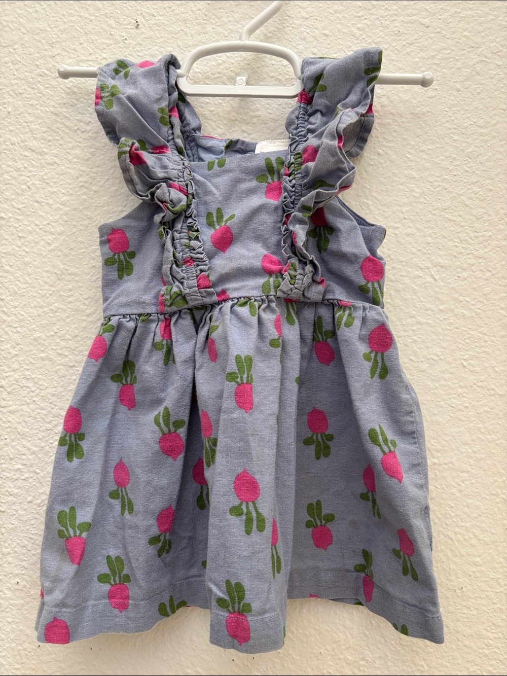 Hanna Andersson Light Blue Floral Ruffle Sundress with Turnip Print